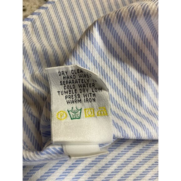 Bugatchi Uomo Button Up Dress Shirt 15 32/33 Blue White Stripe Corpcore Preppy - Picture 6 of 9